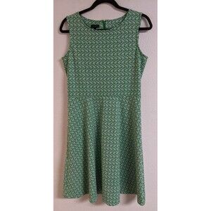 Talbots Ponte Knit Sleeveless Fit & Flare Sunglass Novelty Print Dress M